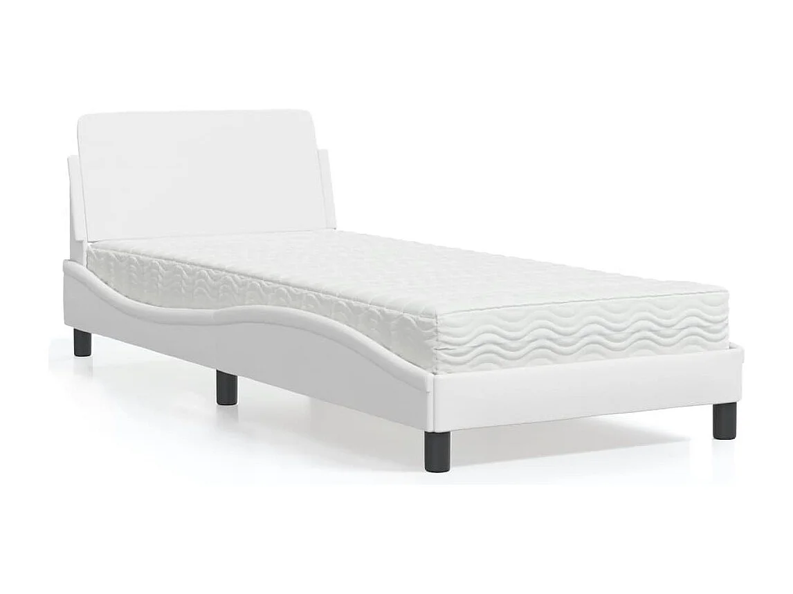 Lit avec matelas blanc 90x190 cm similicuir