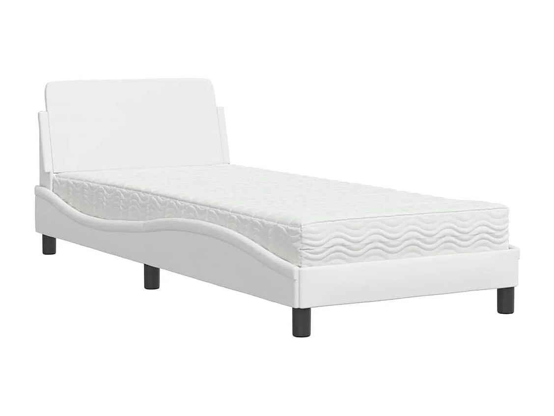 Lit avec matelas blanc 90x190 cm similicuir