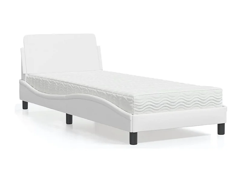 Lit avec matelas blanc 90x190 cm similicuir
