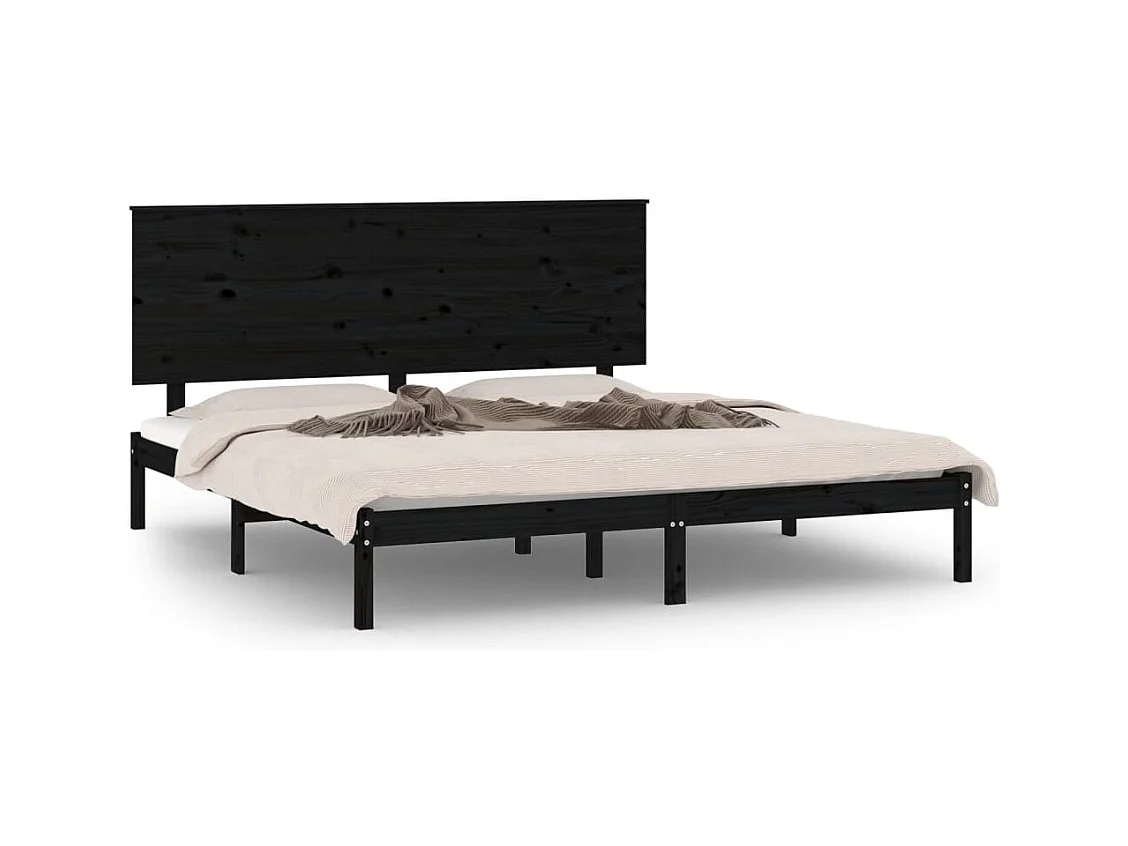 Bedframe zonder matras zwart 200x200 cm massief grenenhout