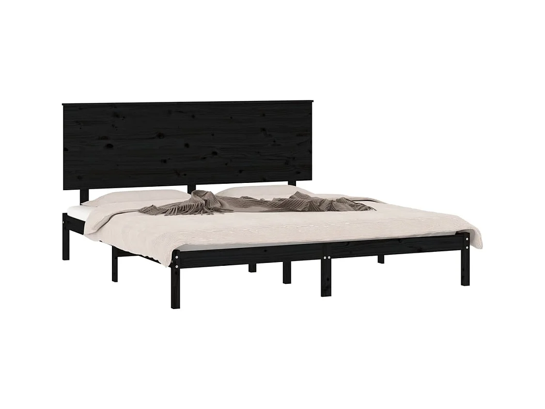 Bedframe zonder matras zwart 200x200 cm massief grenenhout
