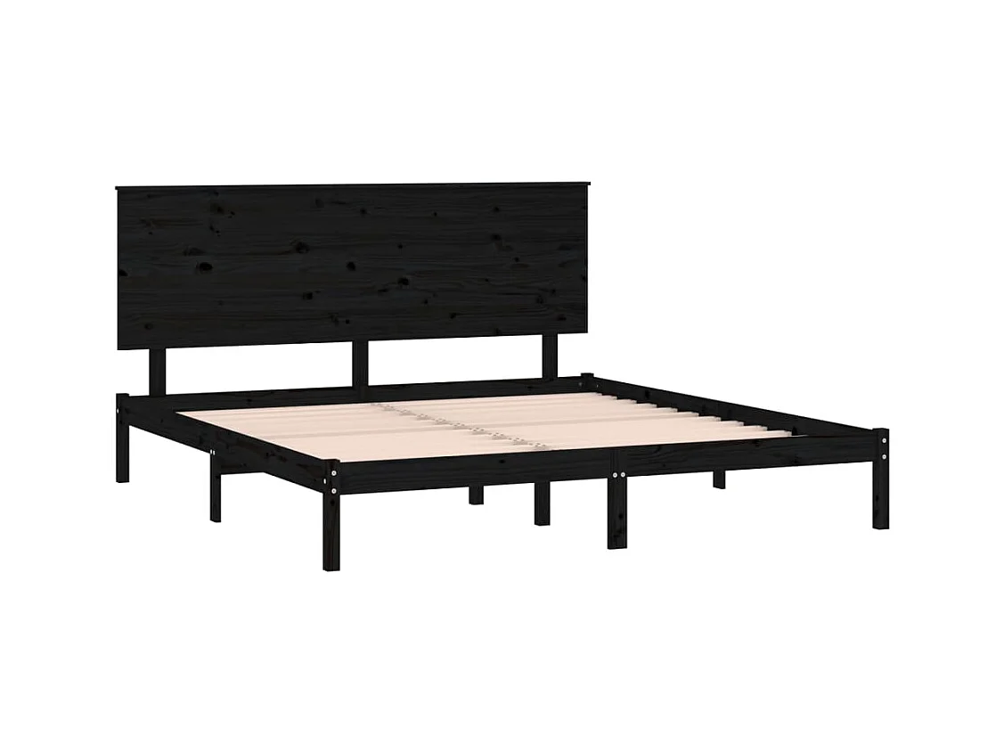 Bedframe zonder matras zwart 200x200 cm massief grenenhout