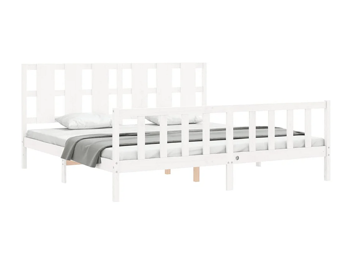 Cadre de lit sans matelas blanc 200x200 cm bois massif de pin