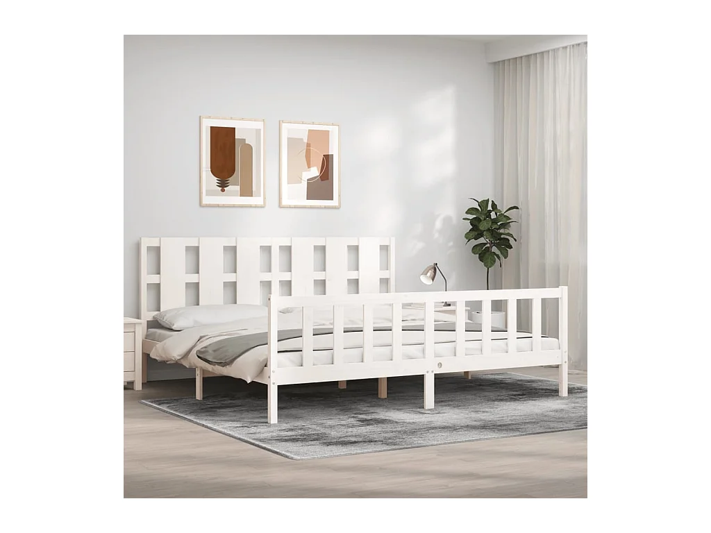 Bedframe zonder matras wit 200x200 cm massief grenenhout