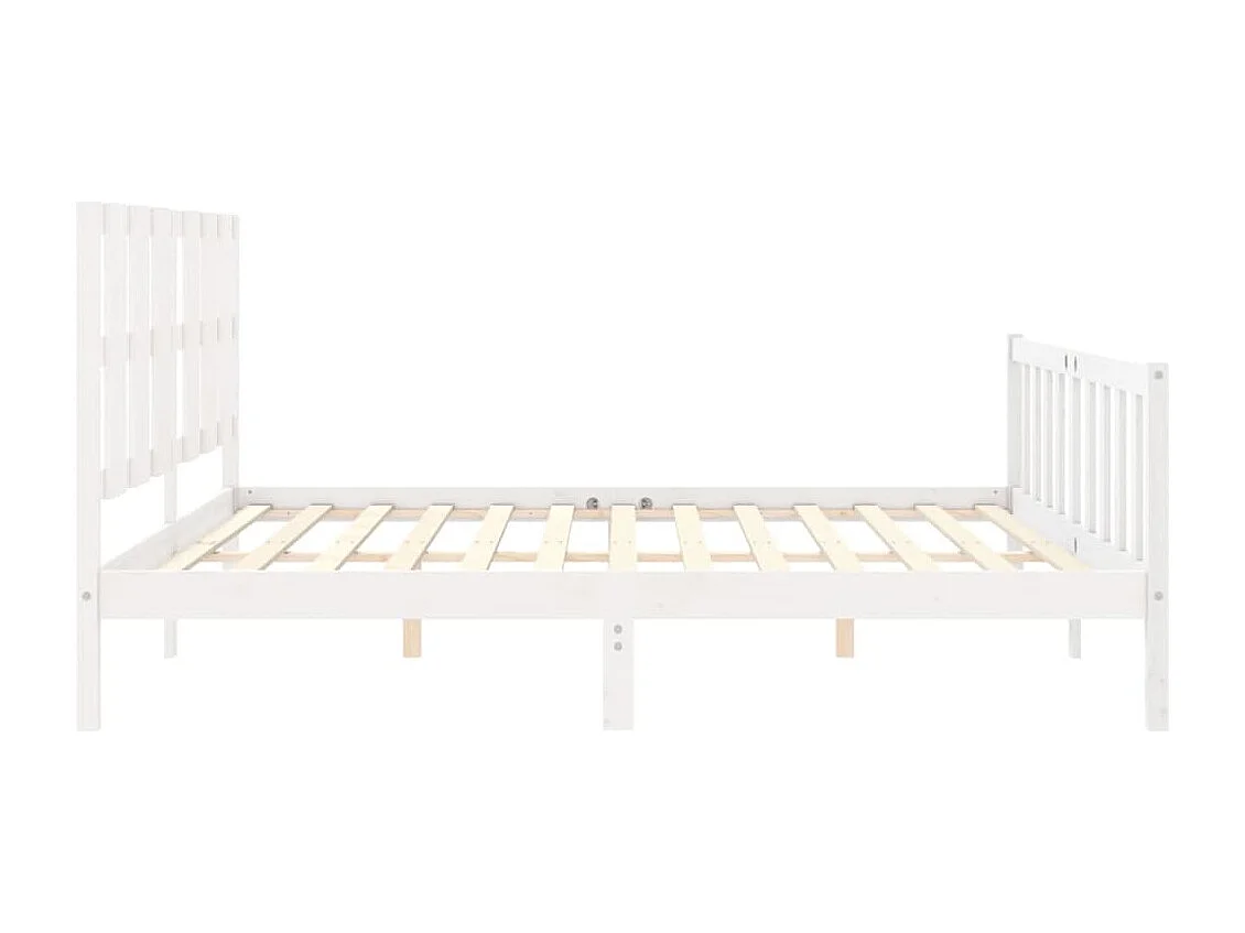 Cadre de lit sans matelas blanc 200x200 cm bois massif de pin