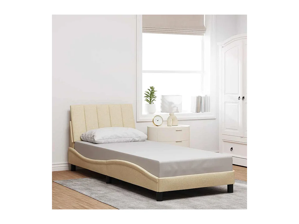 Bettgestell ohne Matratze creme 90x190 cm Stoff