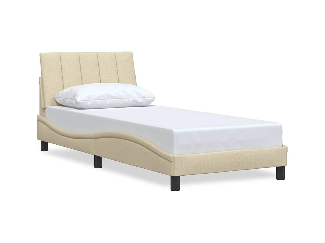 Bettgestell ohne Matratze creme 90x190 cm Stoff