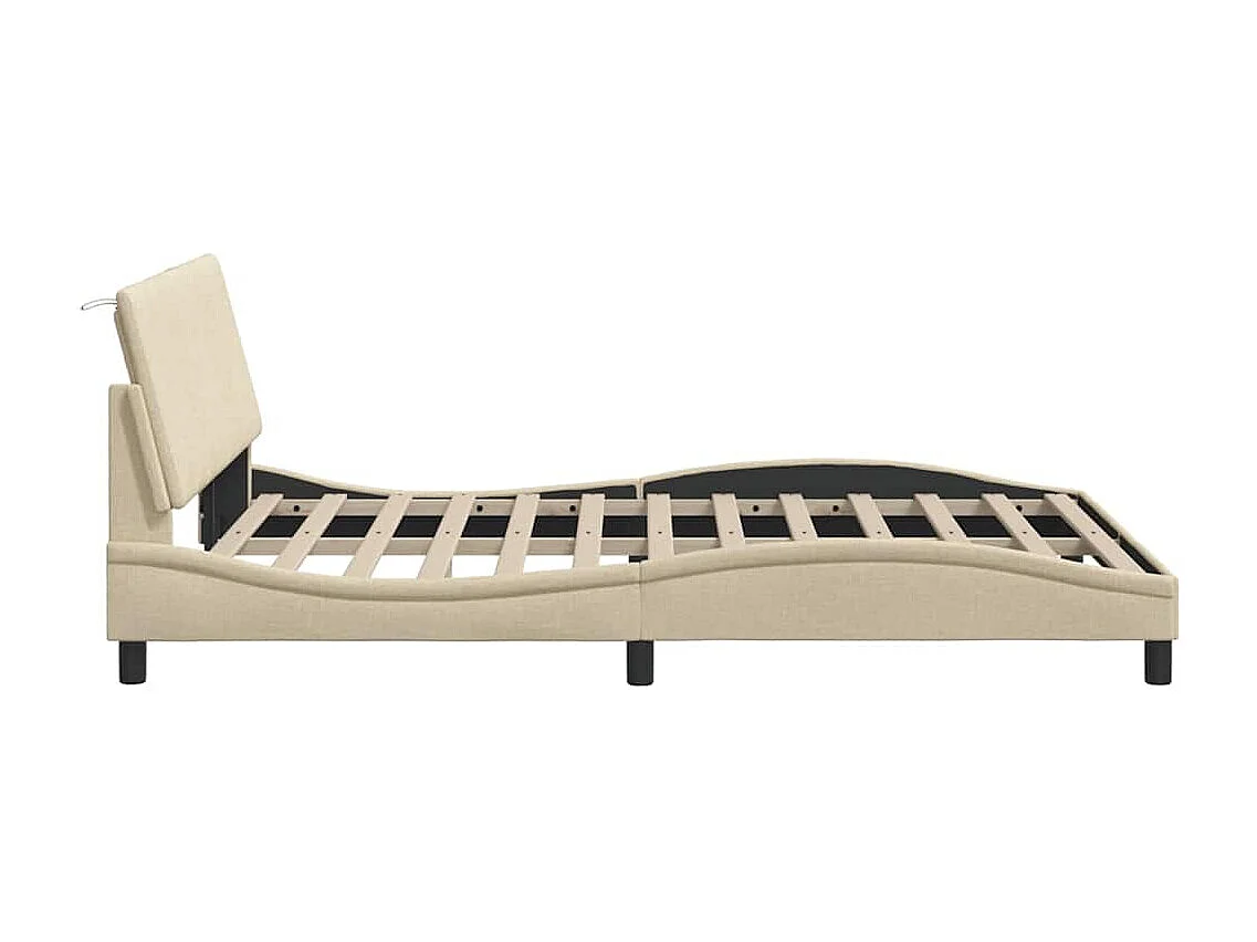 Bedframe zonder matras crème 140x190 cm stof
