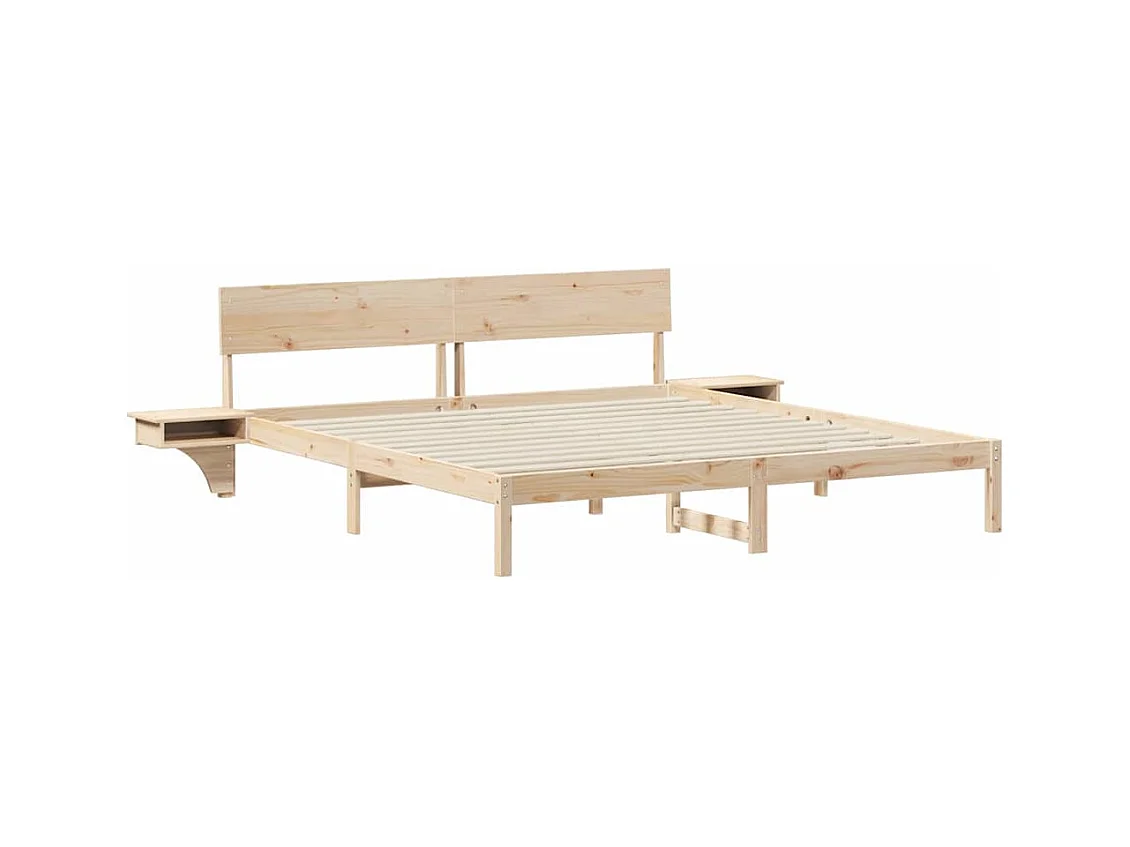 Bedframe met nachtkastjes Bruin Massief grenenhout