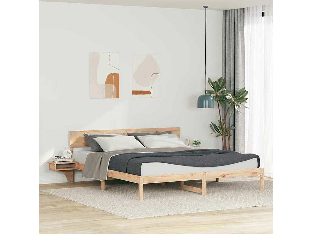 Bedframe met nachtkastjes Bruin Massief grenenhout