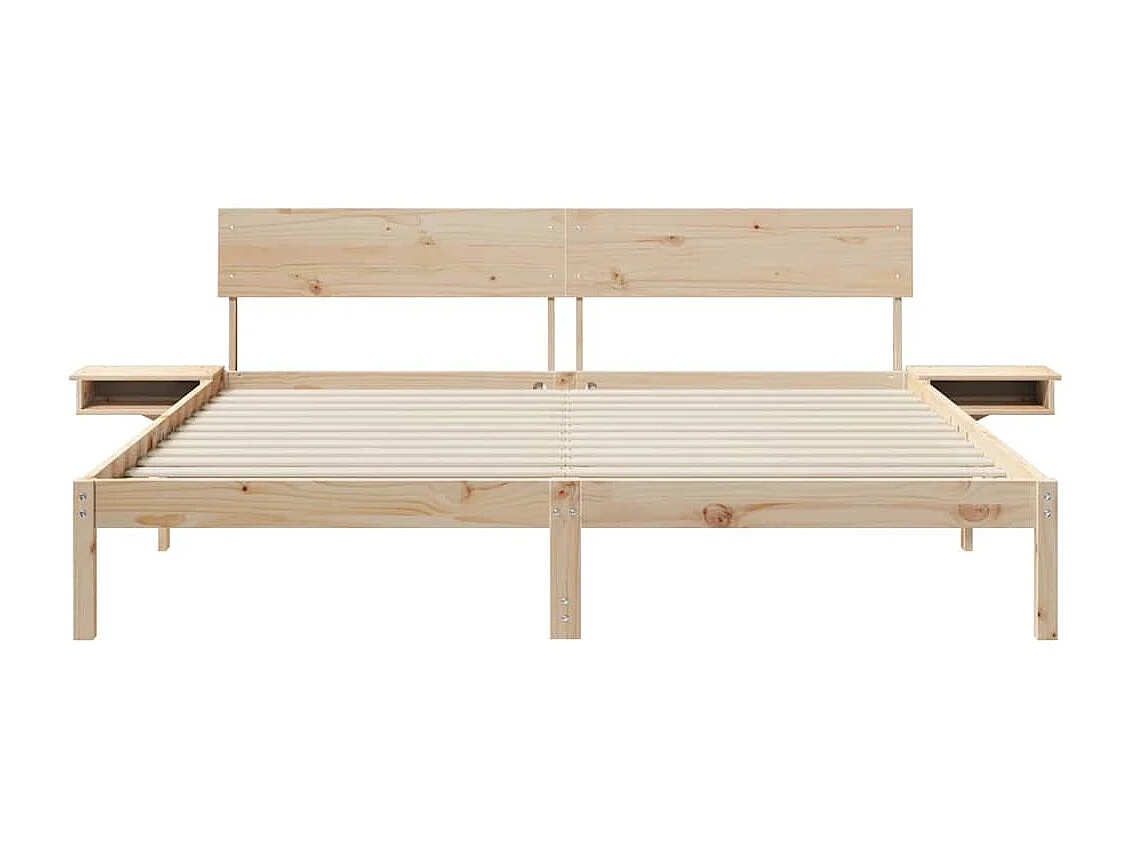 Bedframe met nachtkastjes Bruin Massief grenenhout
