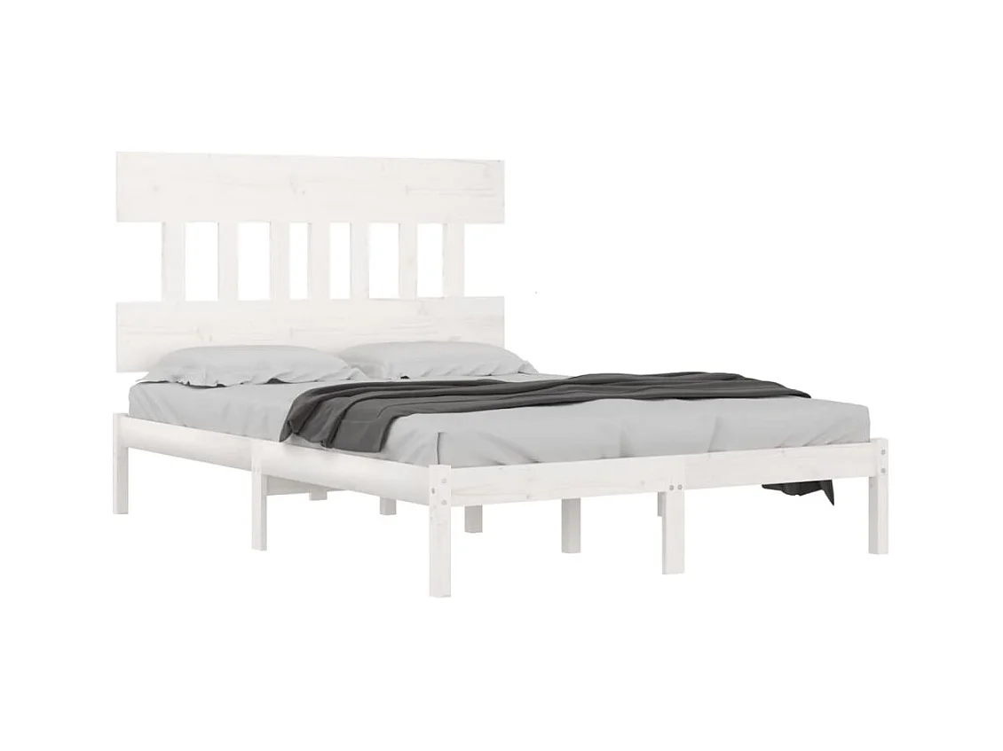 Cadre de lit sans matelas blanc 140x190 cm bois massif