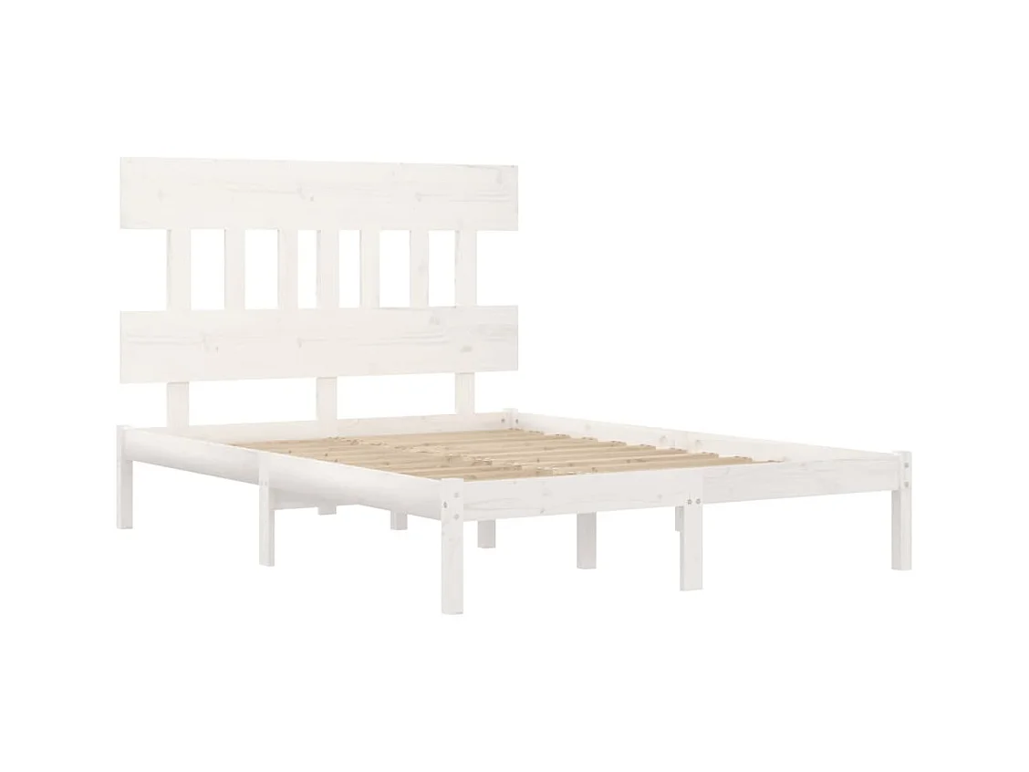 Cadre de lit sans matelas blanc 140x190 cm bois massif