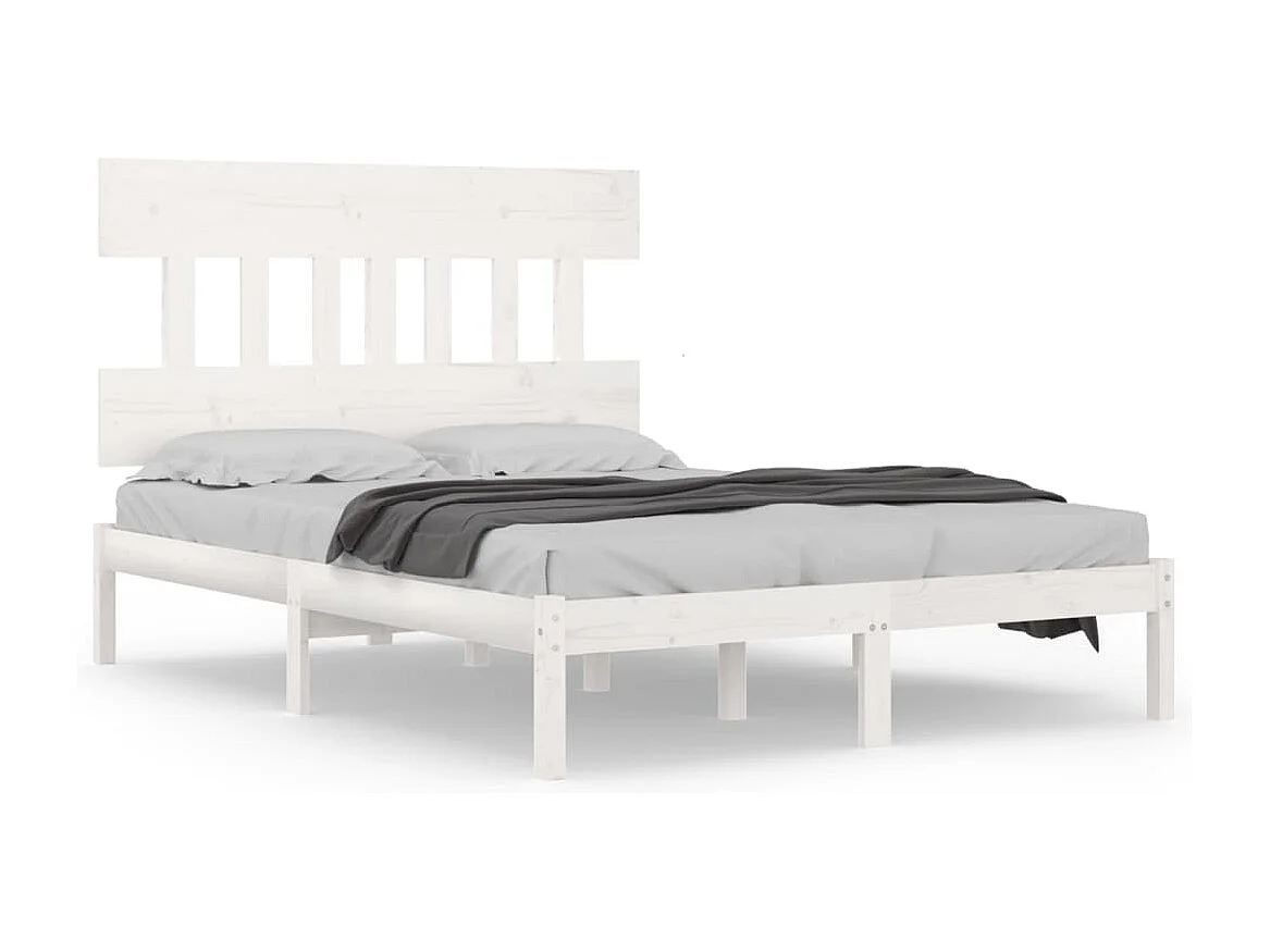 Cadre de lit sans matelas blanc 140x190 cm bois massif