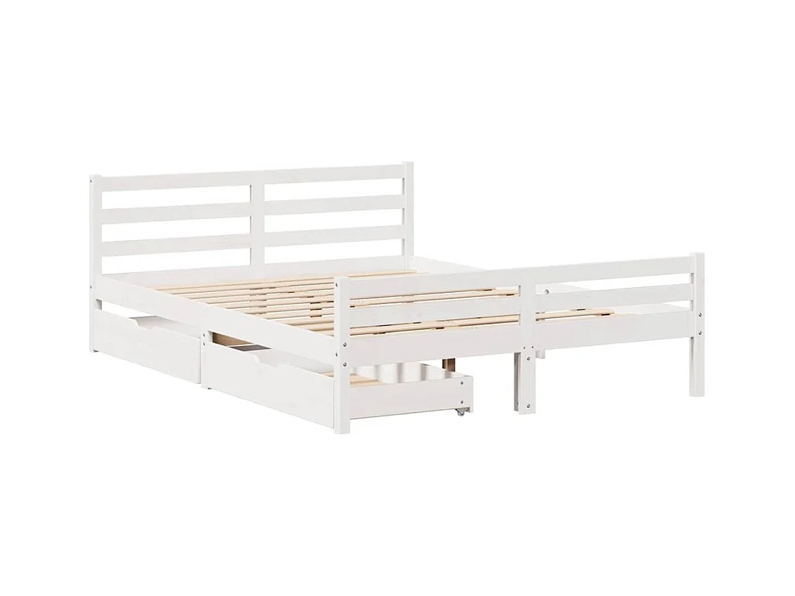 Estructura de cama sin colchón blanca 140x200 cm madera maciza de pino