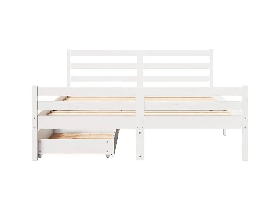 Estructura de cama sin colchón blanca 140x200 cm madera maciza de pino
