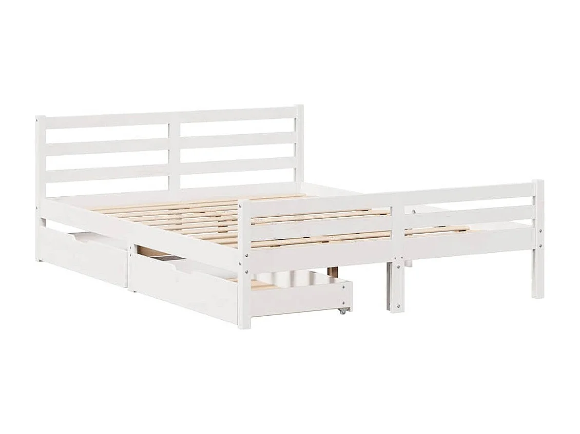 Estructura de cama sin colchón blanca 140x200 cm madera maciza de pino
