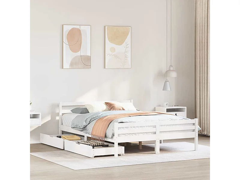 Struttura letto senza materasso bianco 140x200 cm in legno massello di pino