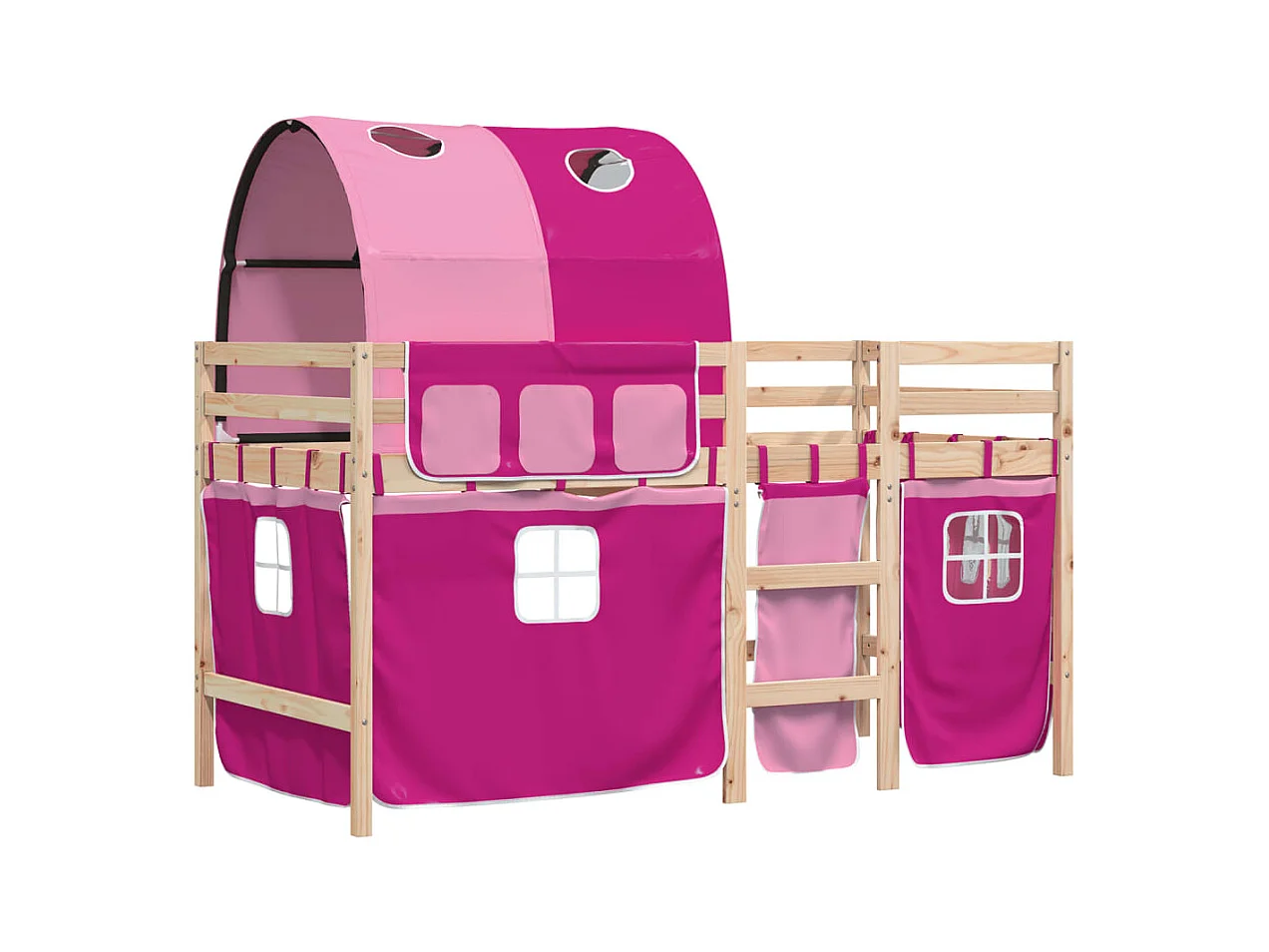 Kinderhoogslaper met tunnel zonder matras roze 90x200 cm