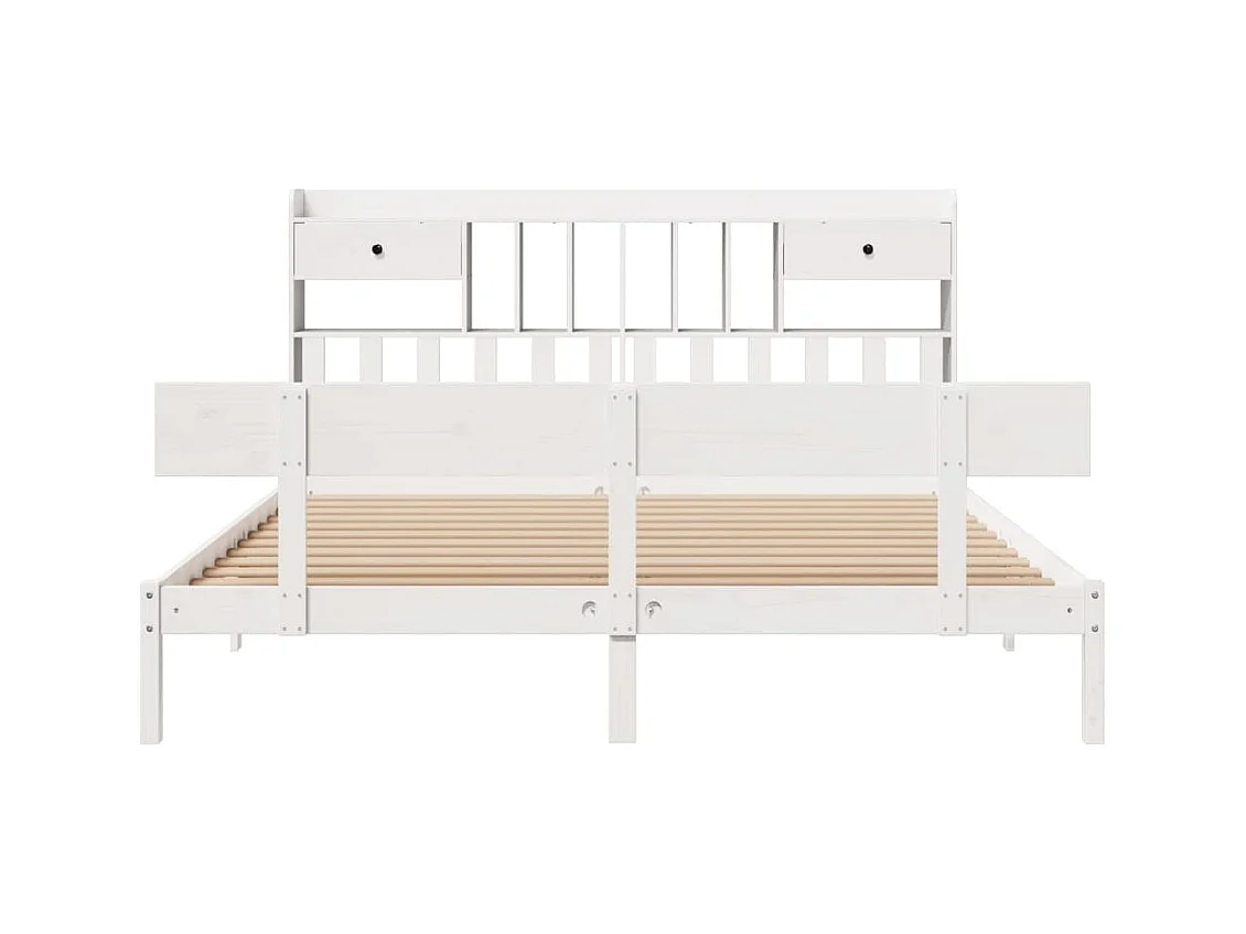 Letto libreria bianco senza materasso 180x200 cm in legno massello di pino