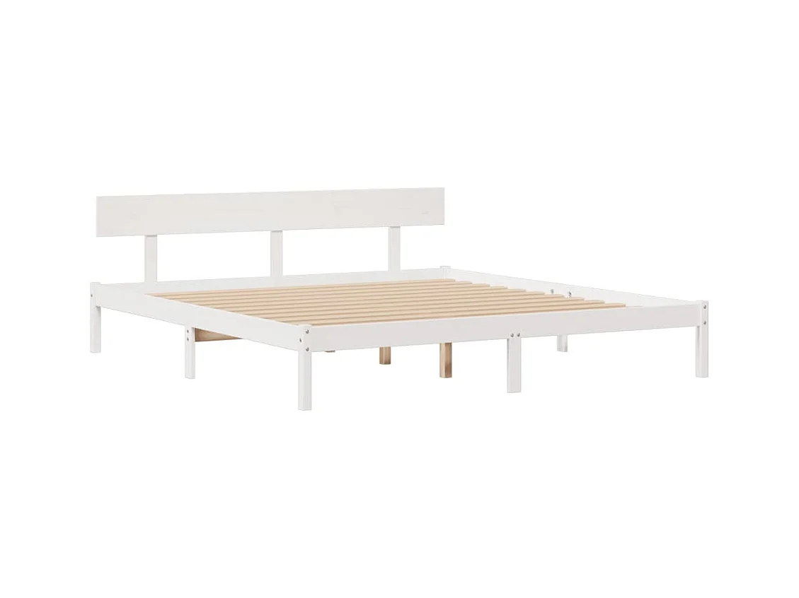 Letto libreria bianco senza materasso 180x200 cm in legno massello di pino
