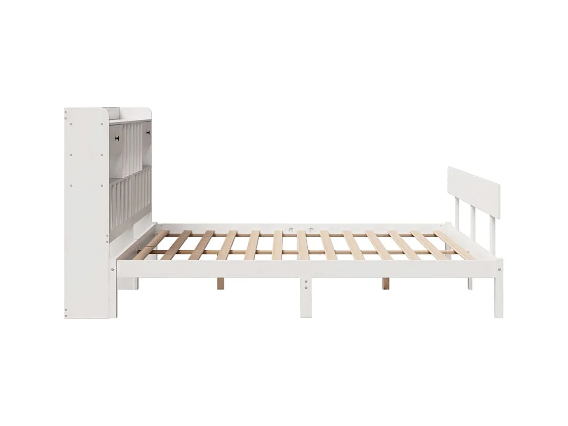 Letto libreria bianco senza materasso 180x200 cm in legno massello di pino