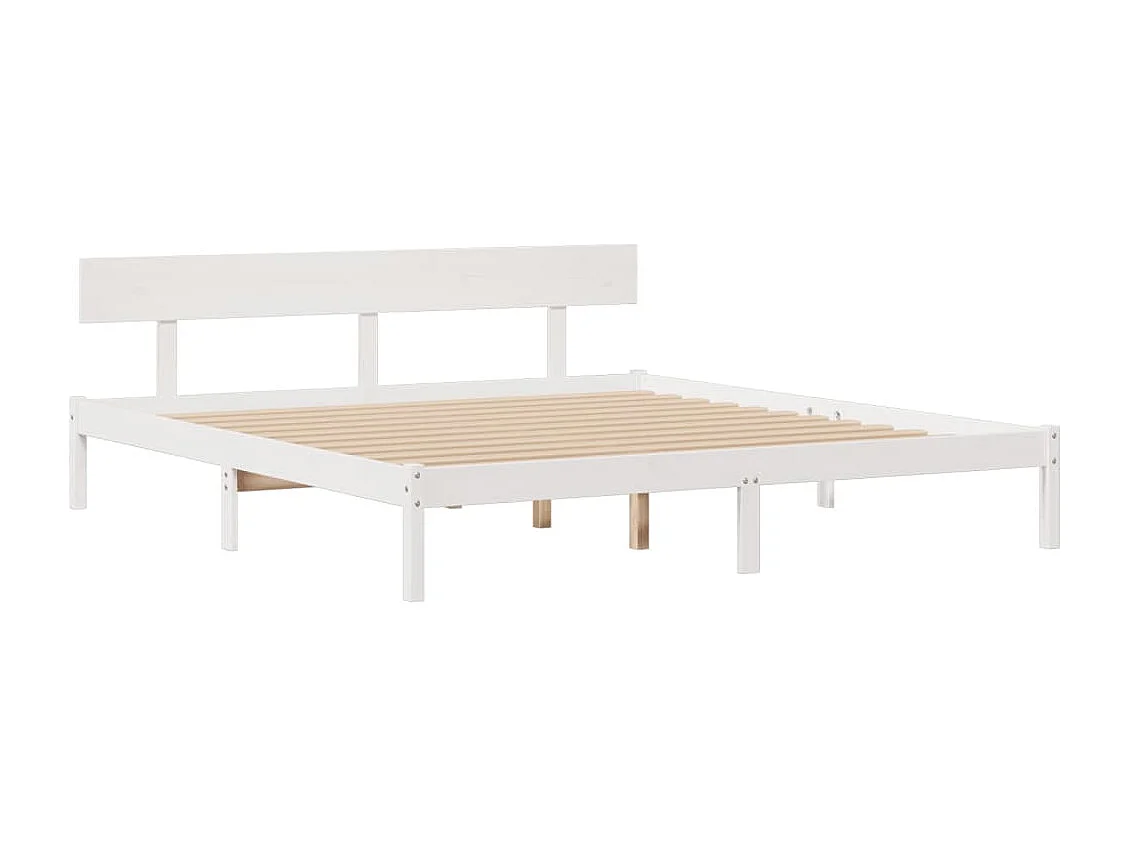 Lit bibliothèque sans matelas blanc 180x200 cm bois pin massif