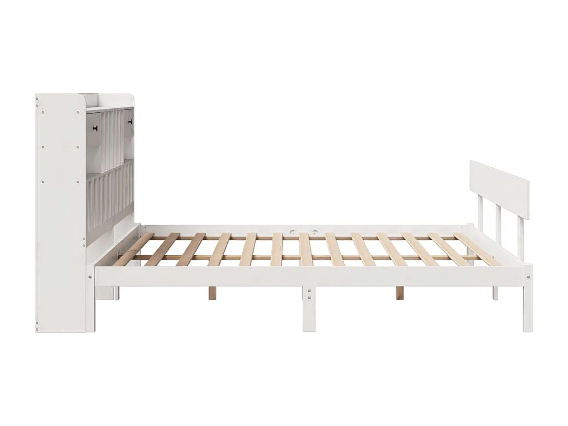 Lit bibliothèque sans matelas blanc 180x200 cm bois pin massif