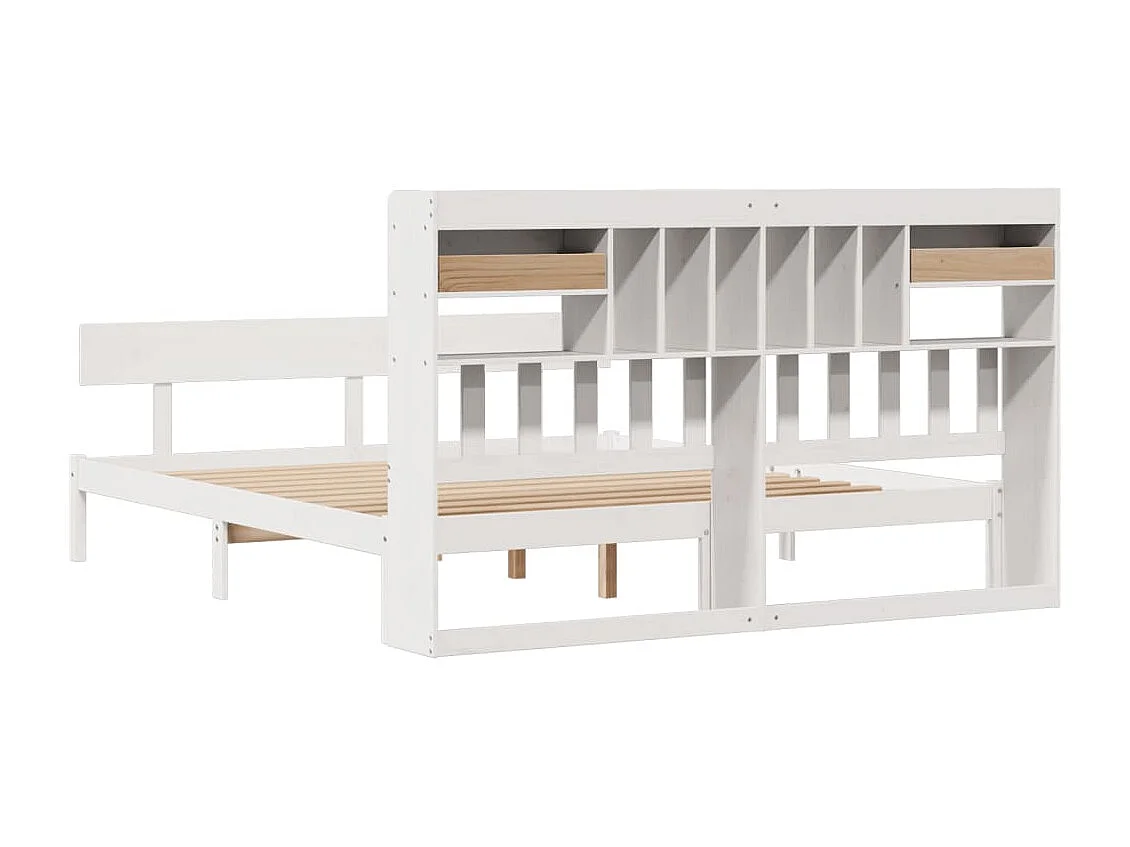 Lit bibliothèque sans matelas blanc 180x200 cm bois pin massif