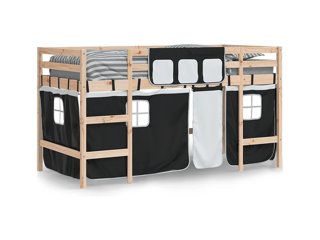 Kinderhoogslaper met gordijnen zonder matras 80x200 cm