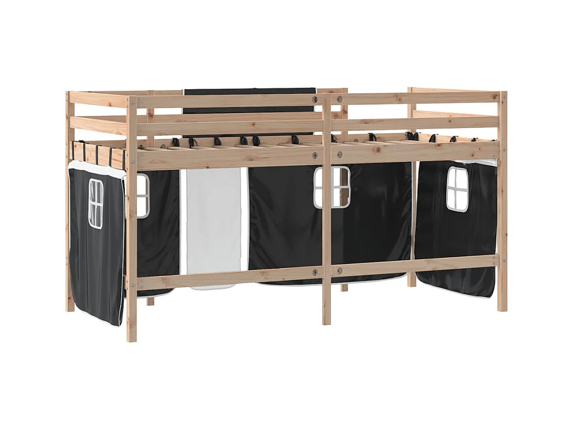 Kinderhoogslaper met gordijnen zonder matras 80x200 cm