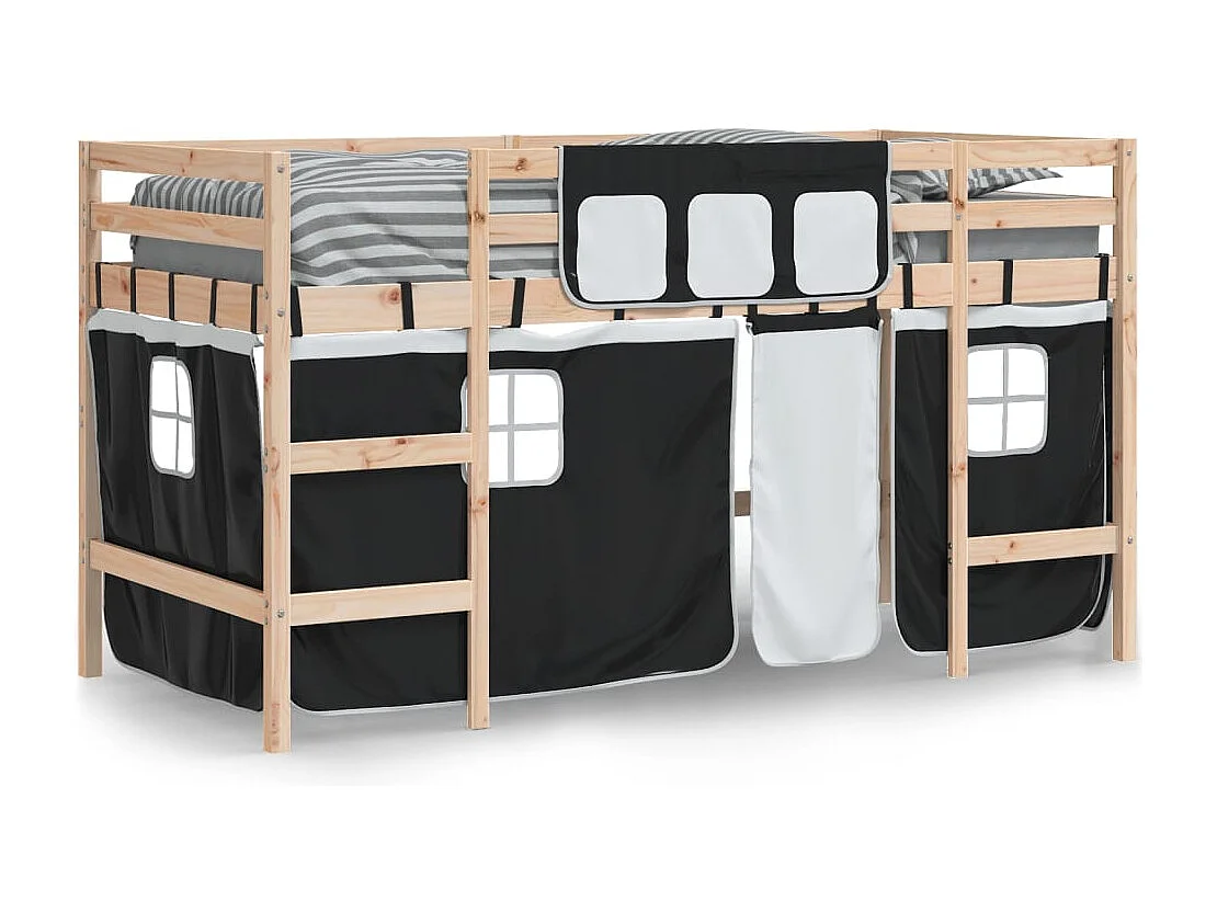 Lit mezzanine pour enfants avec rideaux sans matelas 80x200 cm