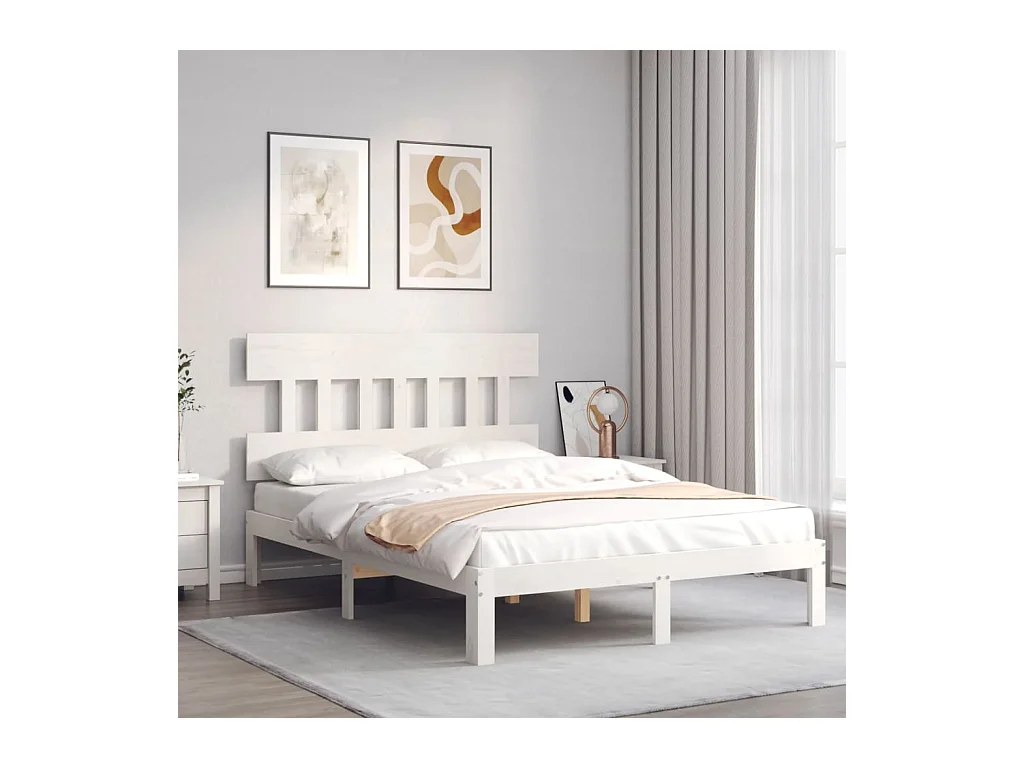 Bedframe zonder matras wit 140x200 cm massief grenenhout