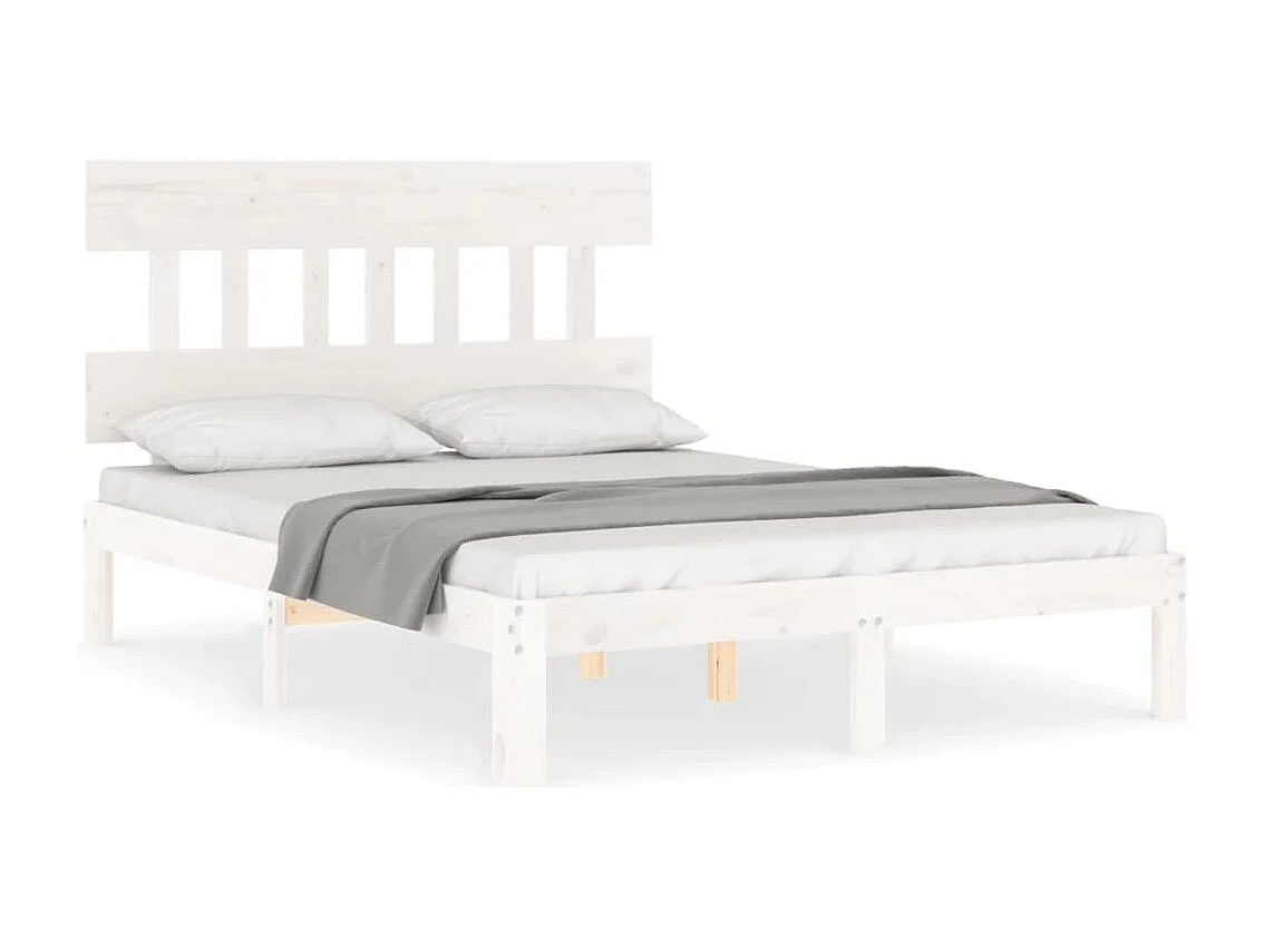 Struttura letto senza materasso bianco 140x200 cm in legno massello di pino