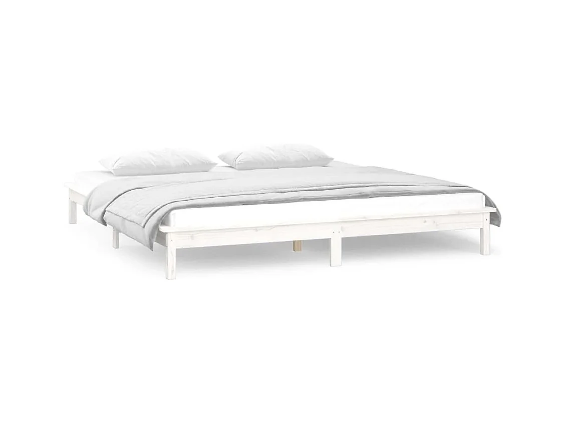 Struttura letto LED senza materasso bianco 140x190 cm in legno massello