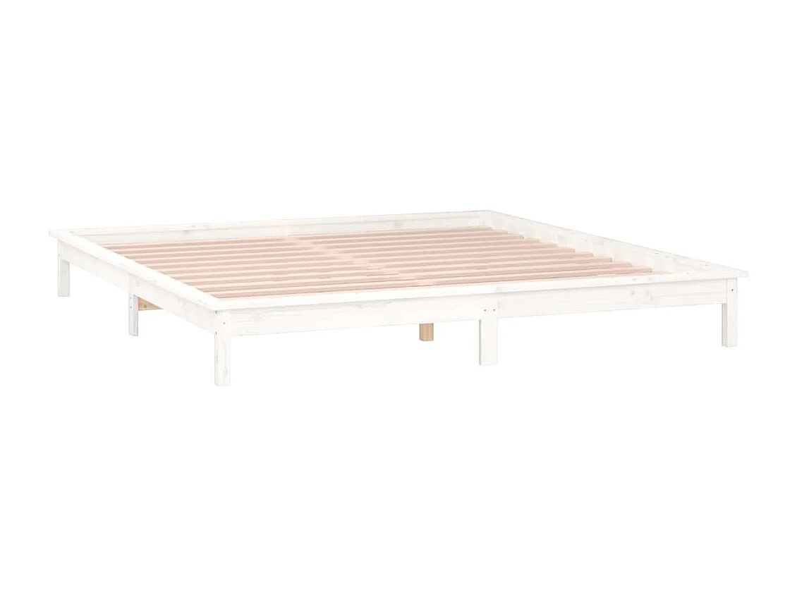 Cadre de lit à LED sans matelas blanc 140x190 cm bois massif