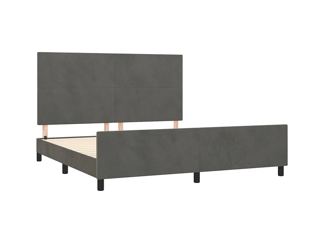 Struttura letto senza materasso grigio scuro 160x200 cm velluto