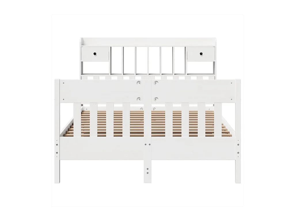 Estructura de cama sin colchón blanca 140x200 cm madera maciza de pino