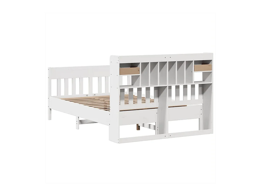 Estructura de cama sin colchón blanca 140x200 cm madera maciza de pino