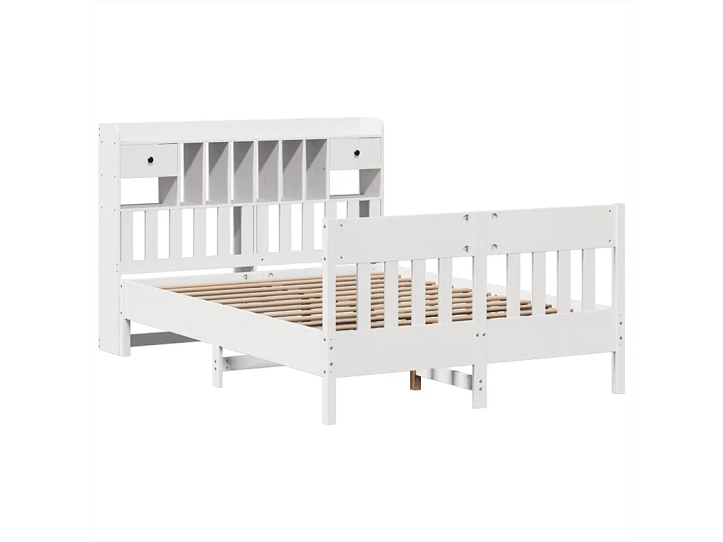 Estructura de cama sin colchón blanca 140x200 cm madera maciza de pino