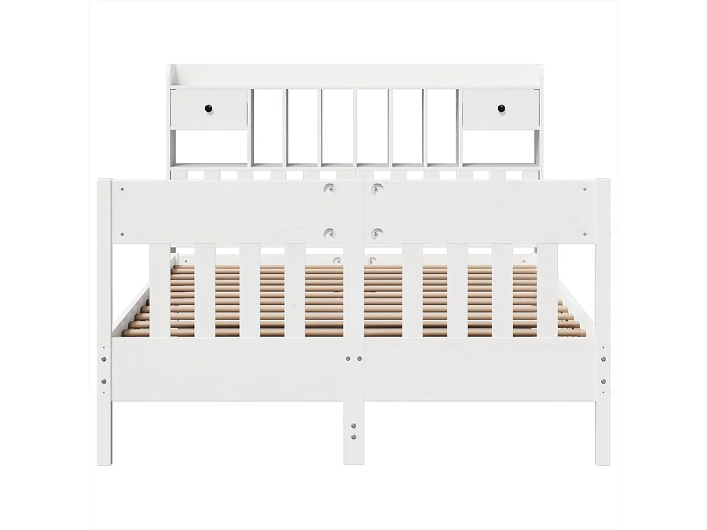 Estructura de cama sin colchón blanca 140x200 cm madera maciza de pino
