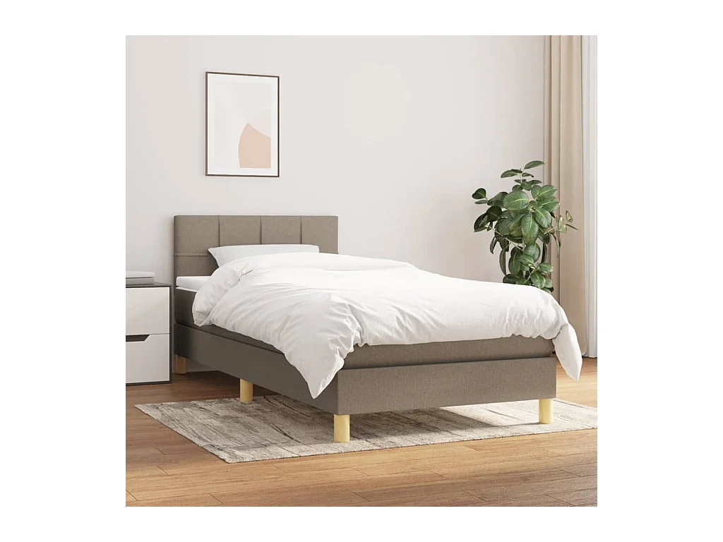 Rete a doghe con materasso in tessuto Taupe 90x190 cm