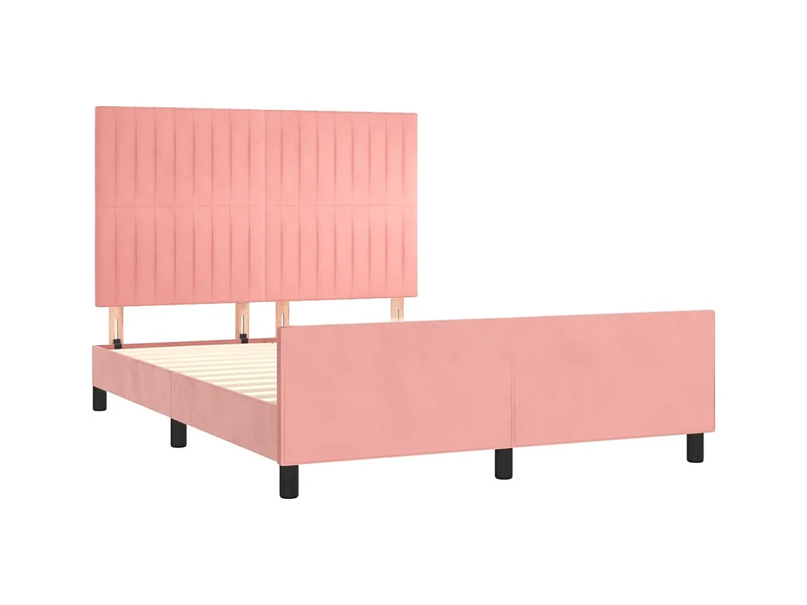 Cadre de lit sans matelas rose 140x190 cm velours