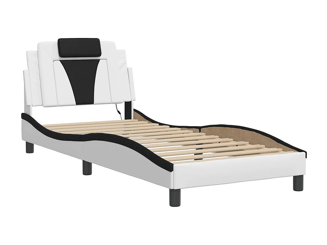 Cadre de lit avec LED sans matelas blanc et noir 80x200 cm