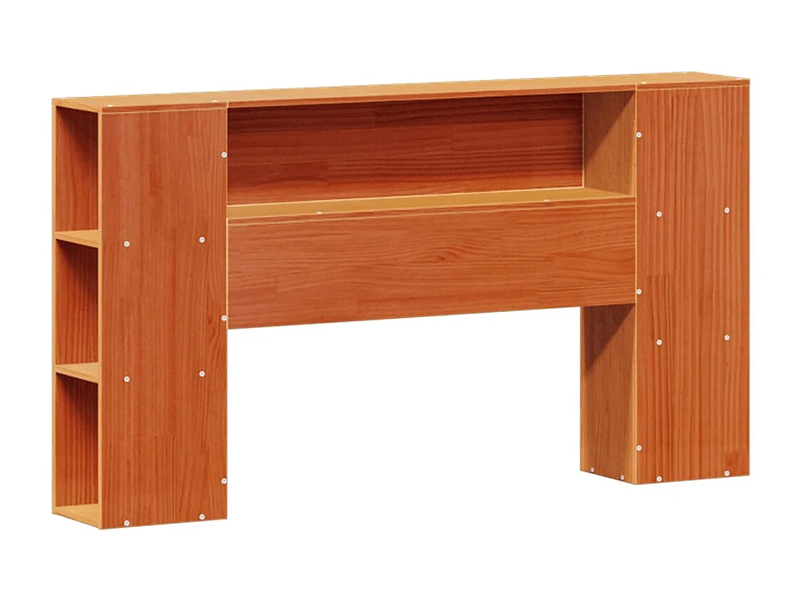 Letto libreria senza materasso, cera marrone, 160x200 cm, pino massiccio