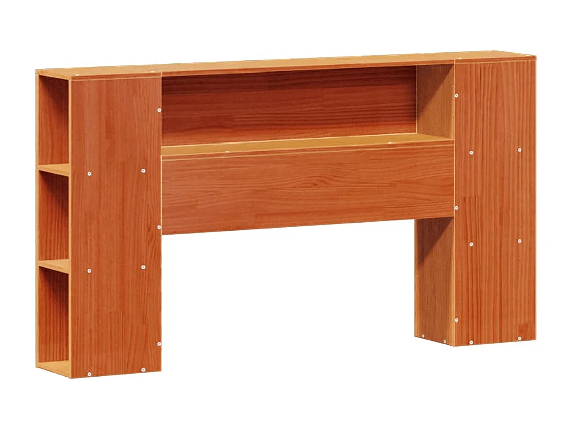 Letto libreria senza materasso, cera marrone, 160x200 cm, pino massiccio