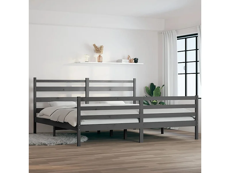 Estructura de cama sin colchón madera maciza de pino 200x200 cm gris