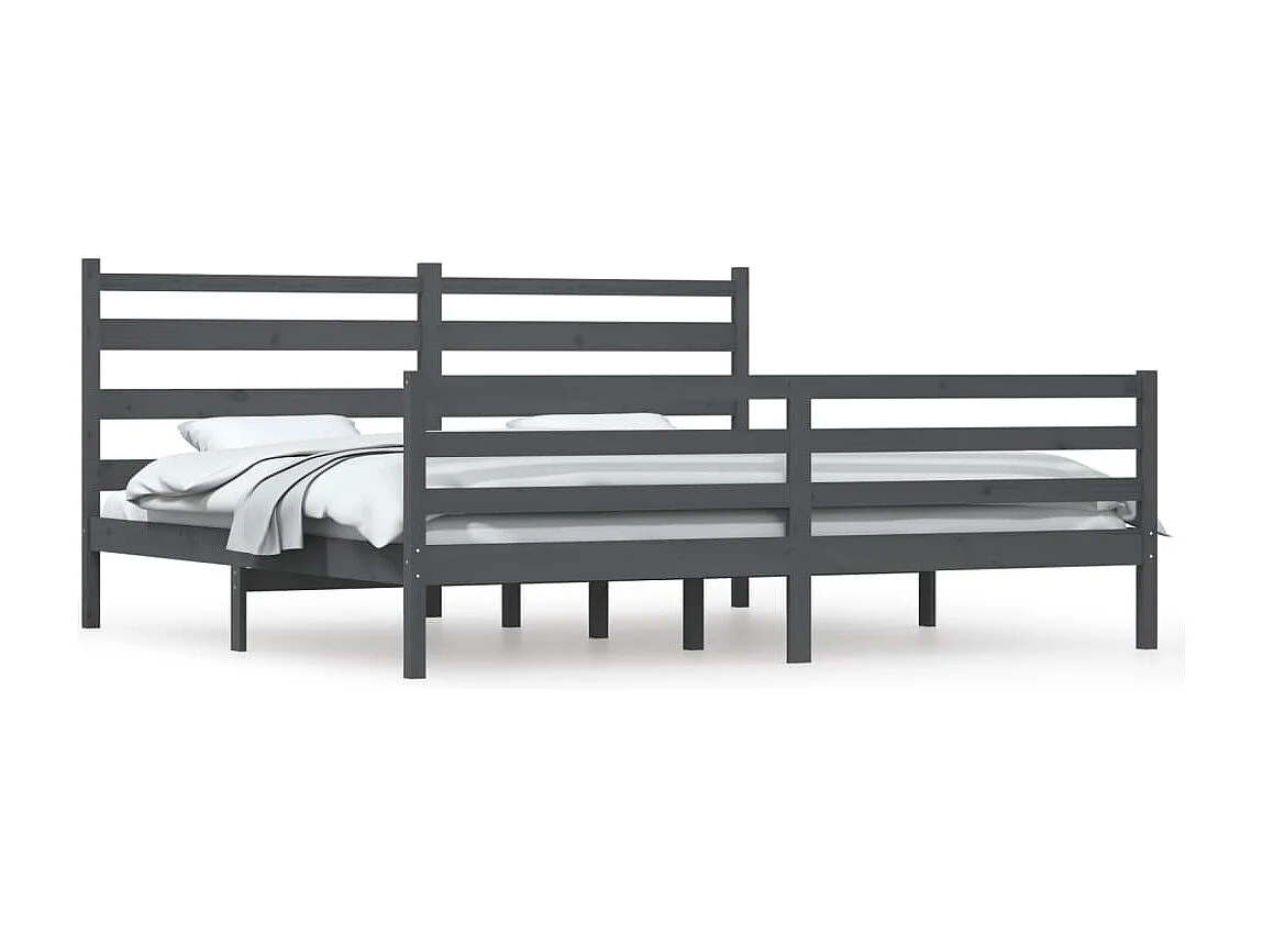 Cadre de lit sans matelas bois massif de pin 200x200 cm gris