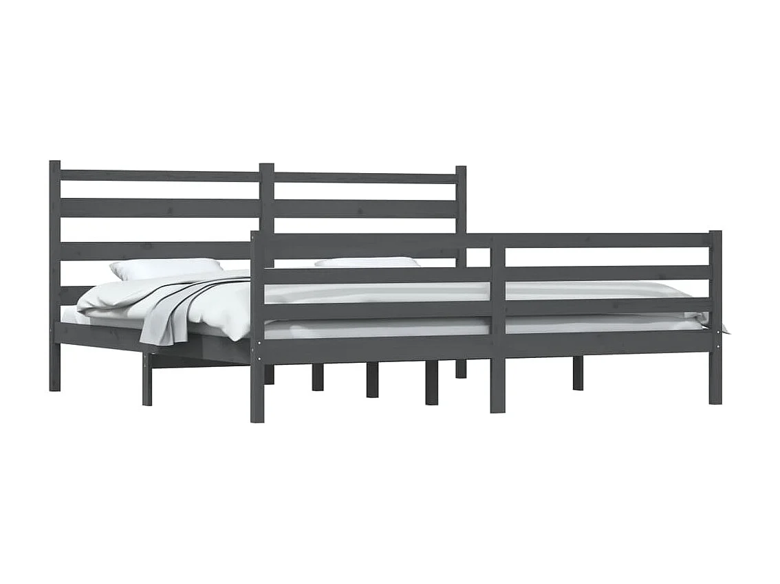 Cadre de lit sans matelas bois massif de pin 200x200 cm gris