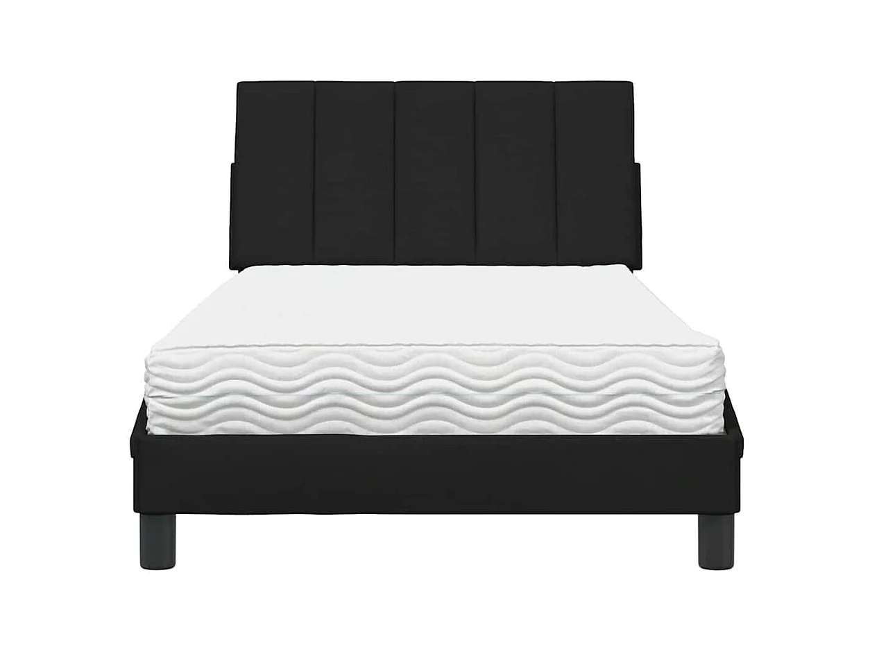 Lit avec matelas noir 100x200 cm tissu